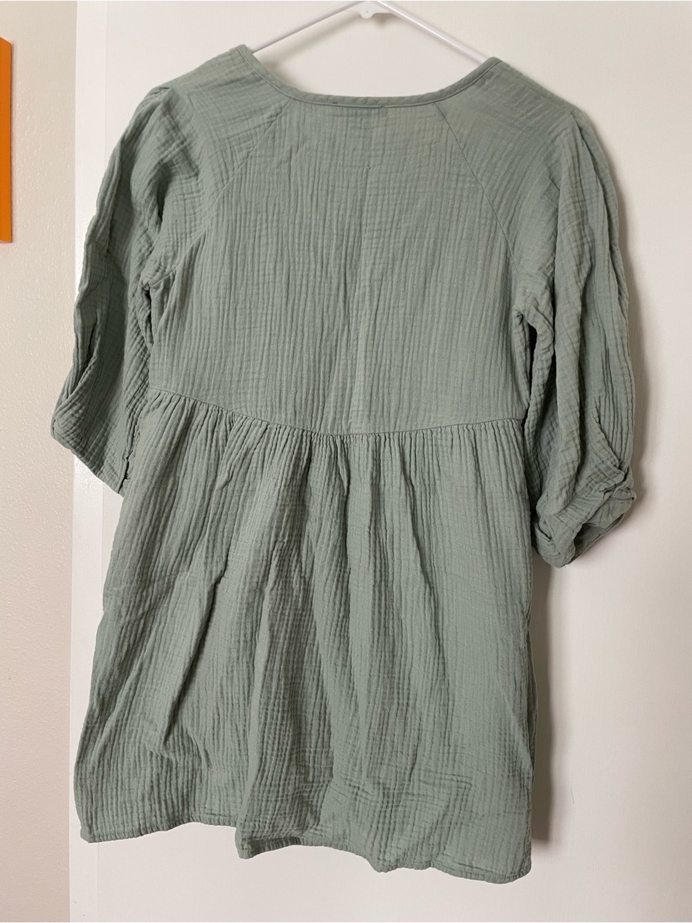 Madewell Light Sage Green Crinkled V-Neck Dress - Picture 4 of 4